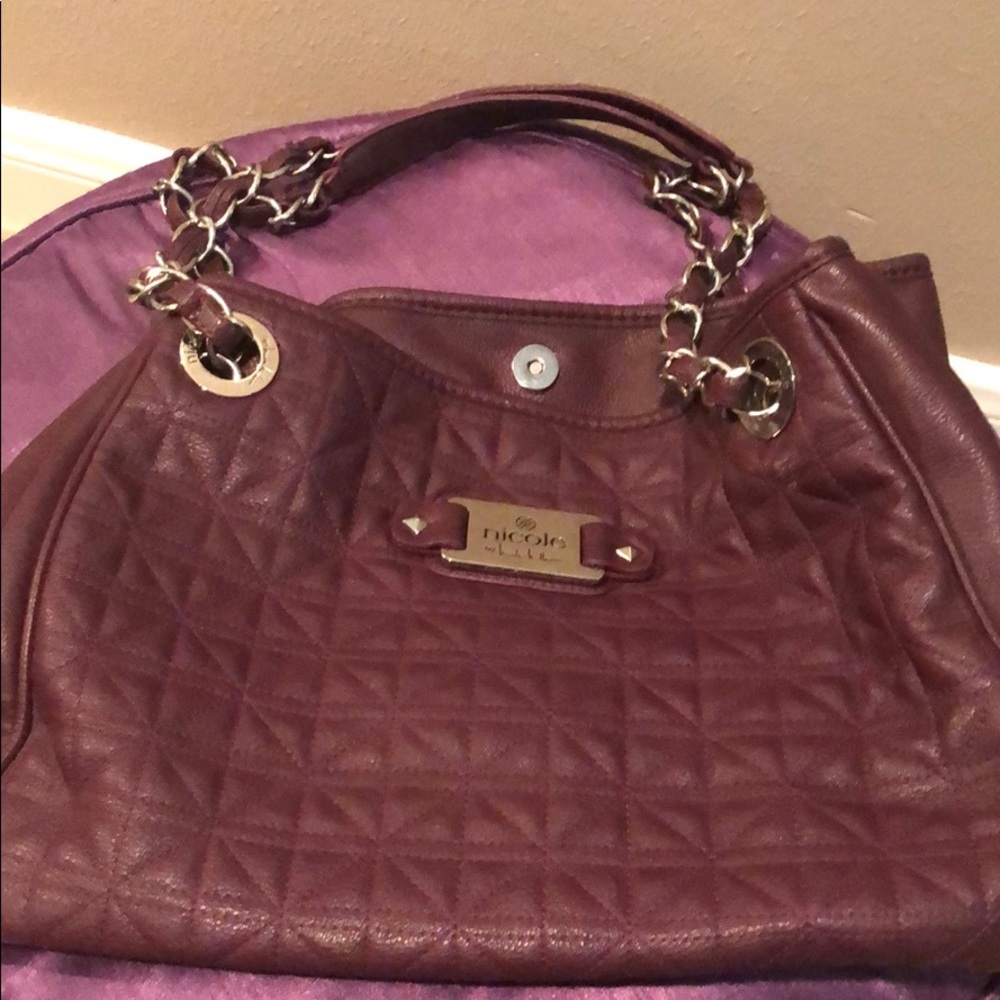 Nicole Miller burgundy leather purse